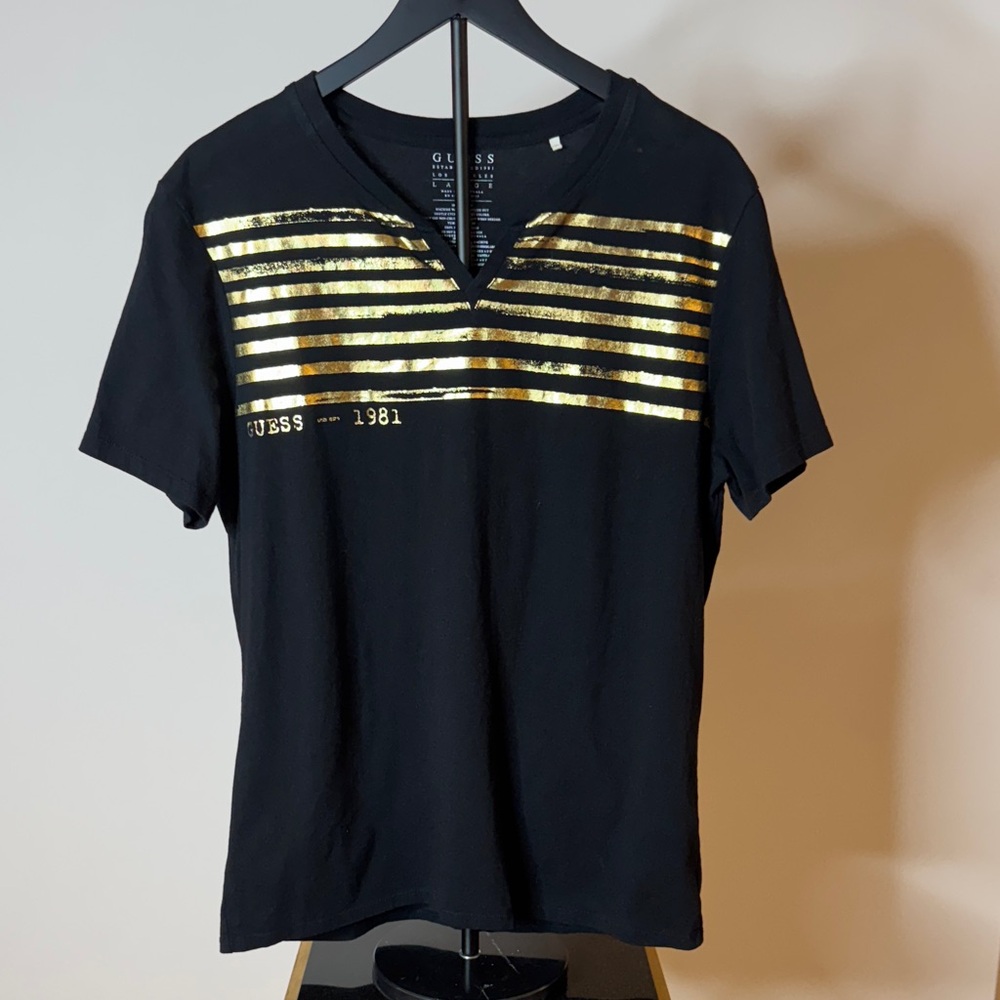 Guess Black Tee with Gold Accents